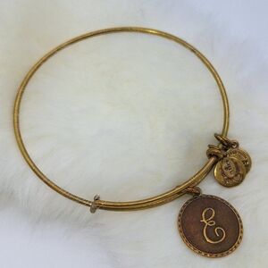Alex and Ani Rafaelian Gold Finish "E" Bangle